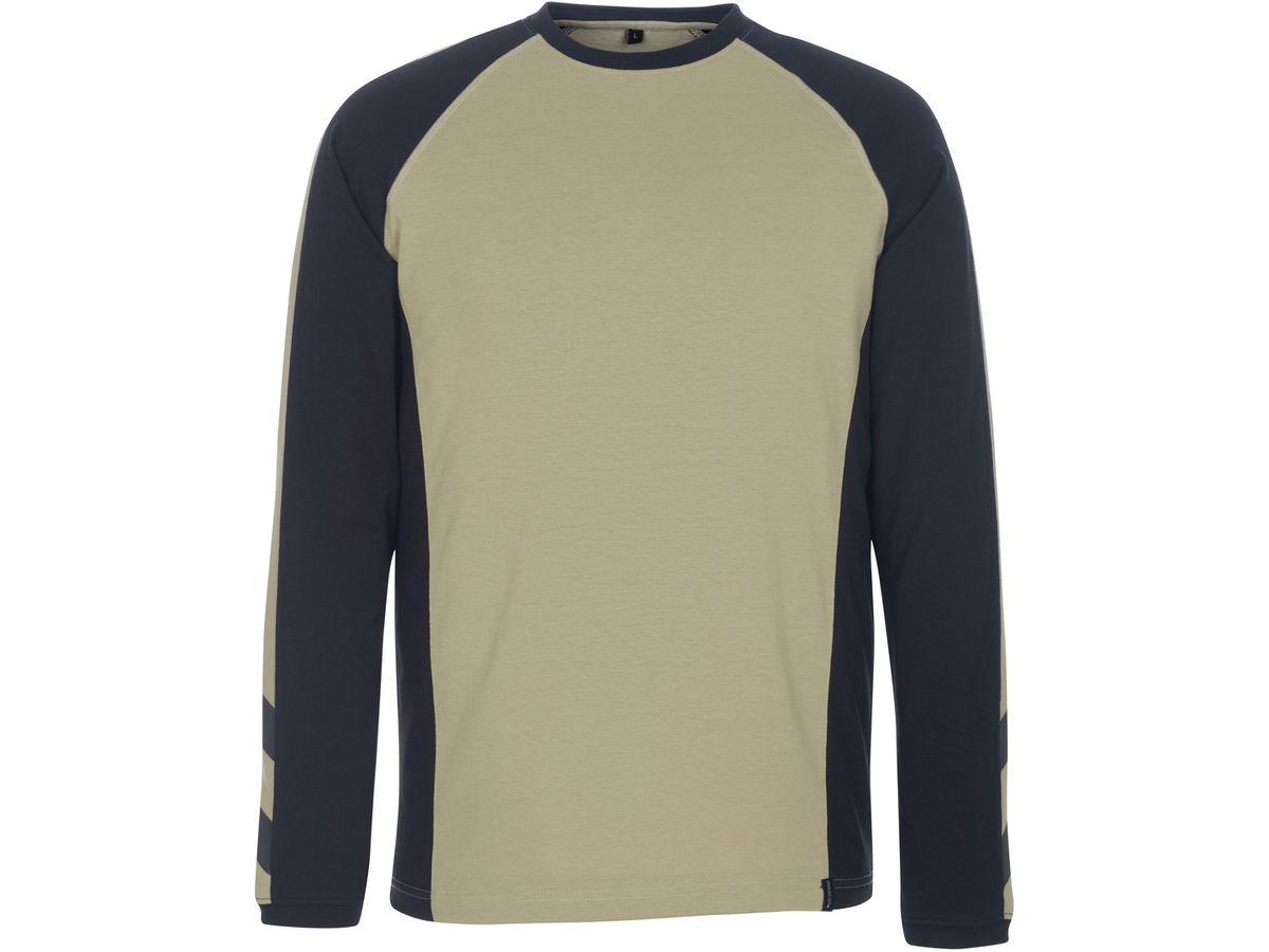 Bielefeld T-Shirt langarm Gr. S - hellkhaki/schwarz, 60%CO/40%PES 195g/m2
