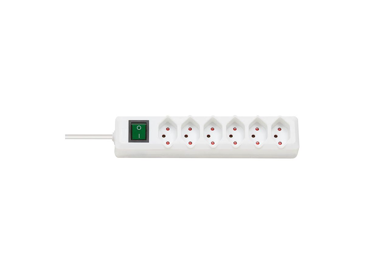 Steckdosenleiste mit Schalter 6-fach - weiss T13