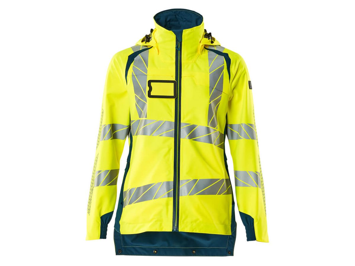 Hard Shell Jacke, Damenpassform, Gr. 2XL - hi-vis gelb/dunkelpetroleum, 100% PES