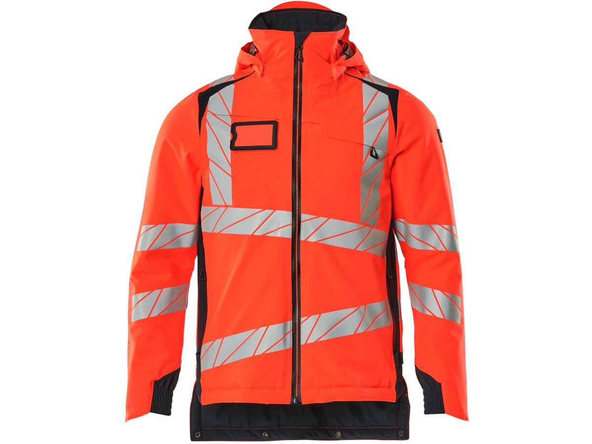 Winterjacke wind- & wasserdicht, Gr. S - hi-vis rot/schwarzblau, 100% PES