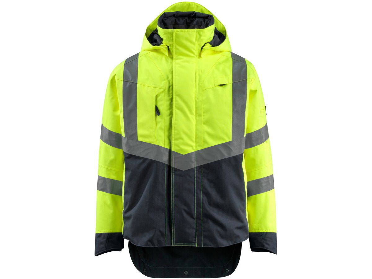 Regenjacke Harlow Gr. XL, 210 g/m² - hi-vis-gelb/schwarzblau, 100% Polyester