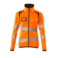 Damen Fleecepullover Reissvers. Gr. 2XL - hi-vis orange/schwarzblau, 94%PES/6% EL