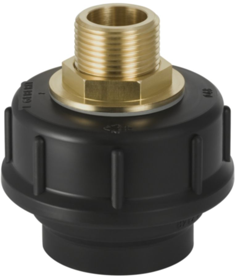 Geberit PE Stutzen mit Verschraubung - mit Messingnippel