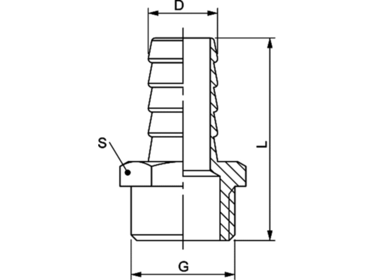 Schlauchtülle AG 11/2" x 38 mm