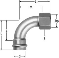 Optipress-Therm Bogen 90° - mit Innengewinde