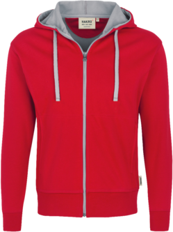 Kapuzenjacke Bonded Gr. XS, rot/silber - 55% Polyester, 45% Baumwolle, 340 g/m²