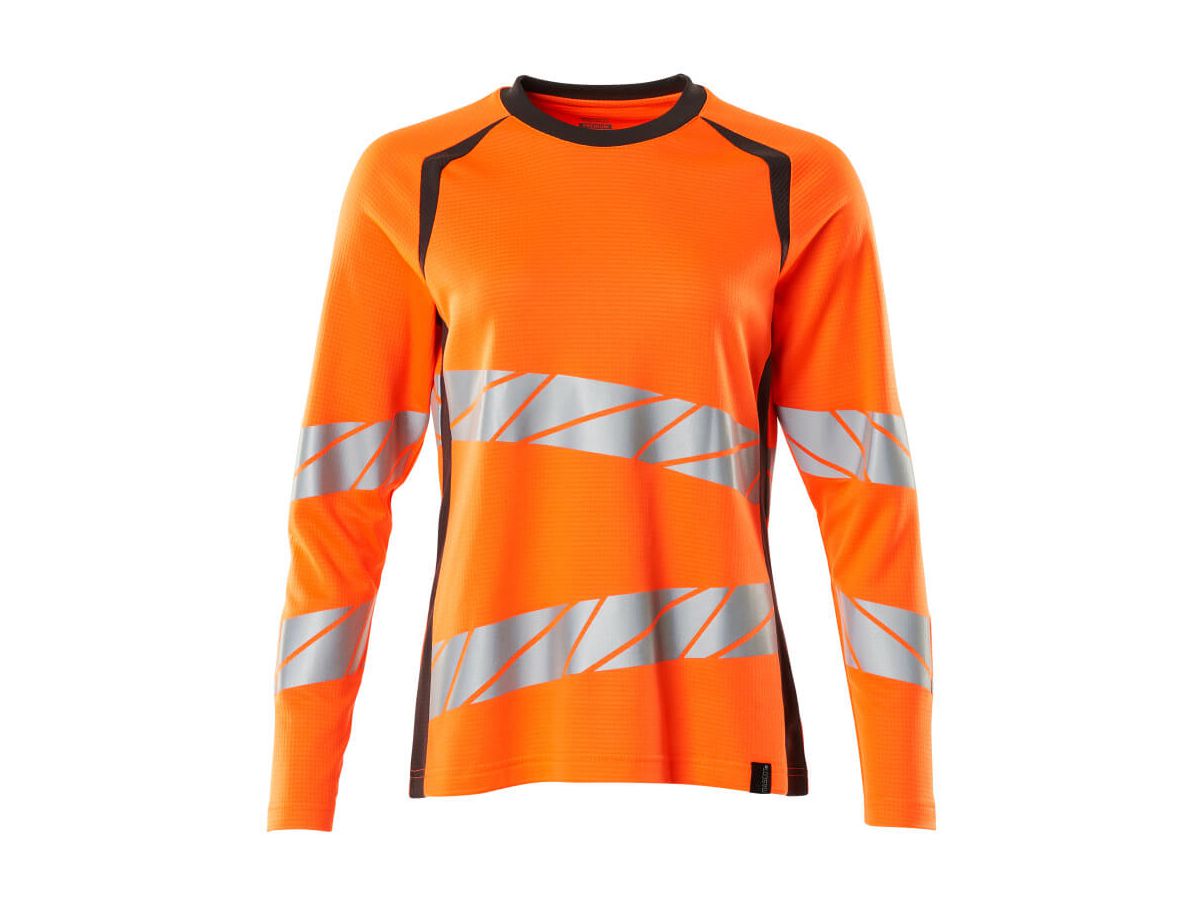 T-Shirt Langarm Damen, Gr. 3XLONE - hi-vis orange/dunkelanthrazit
