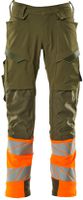 Hose mit Knietaschen, Stretch, Gr. 76C52 - moosgrün/hi-vis orange, 88%PES/12%EL