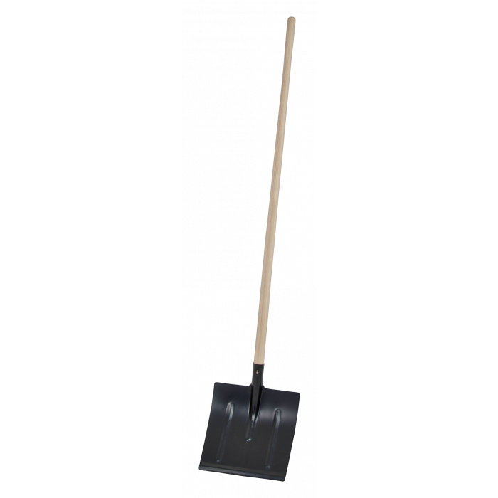 Schneeschaufel Stahl, schwarz lackiert - mit Verstärkungsrippen und Stiel