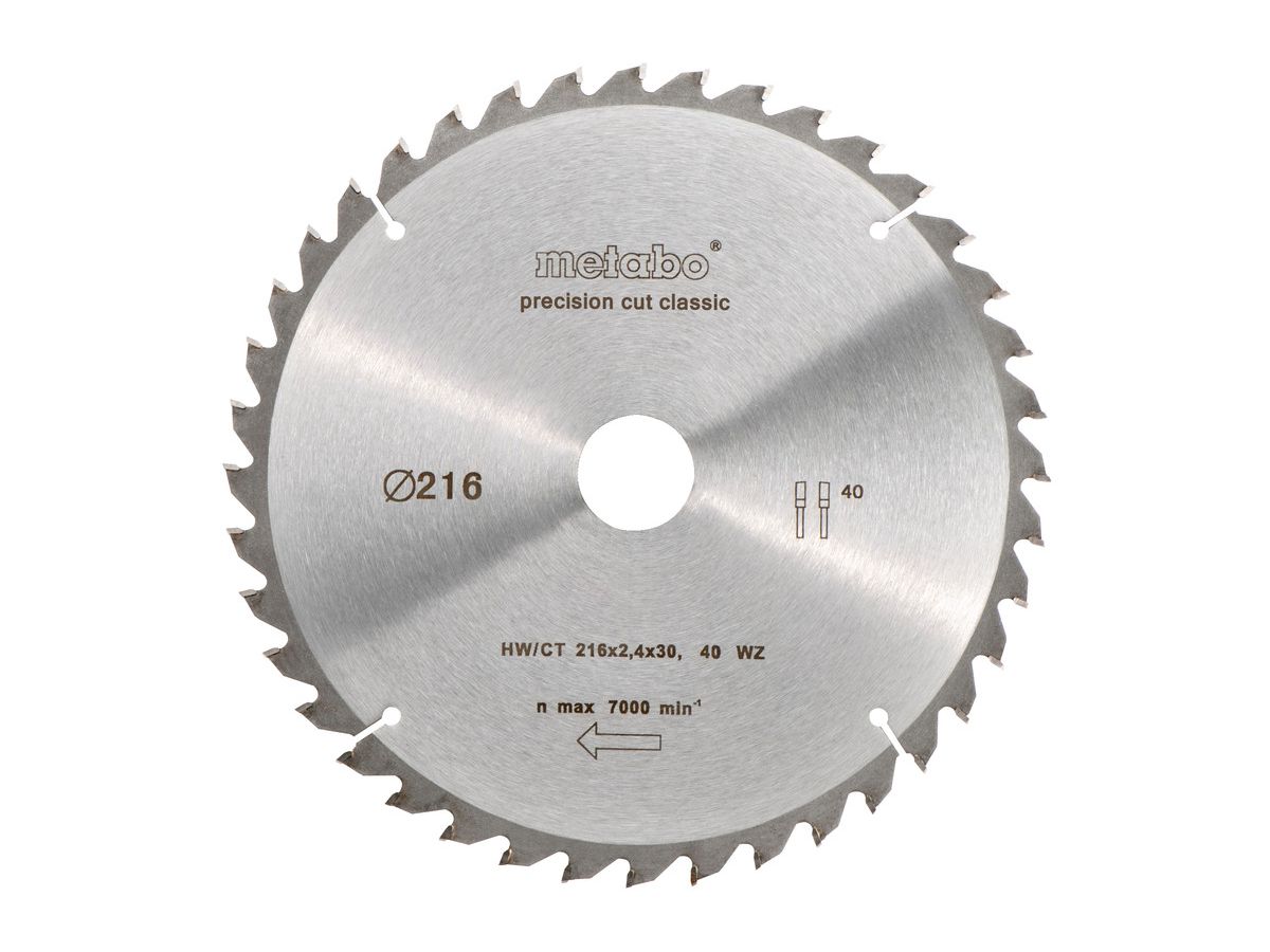 Kreissägeblatt METABO 216x30 40 WZ5°neg - PrecisionCut Wood-Classic