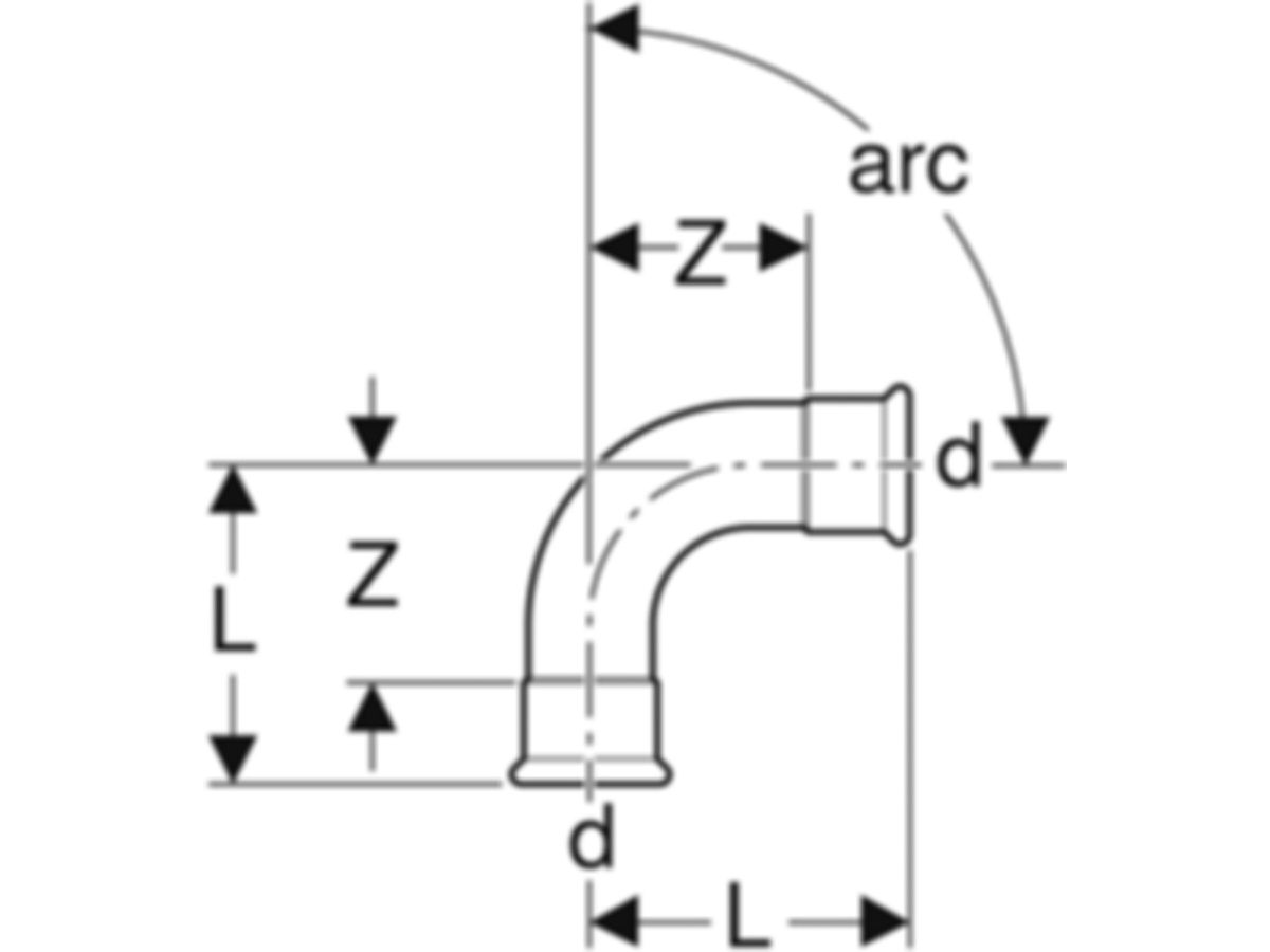 MPF-Bogen 90° Gas  28 mm