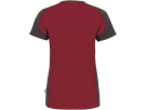 Damen-V-Shirt Co. Perf. L weinrot/anth. - 50% Baumwolle, 50% Polyester, 160 g/m²