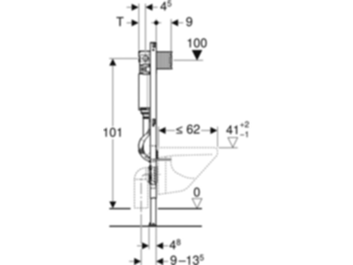 Geberit Duofix Wand-WC-Element Omega - Betätigung von vorne, Typ 112