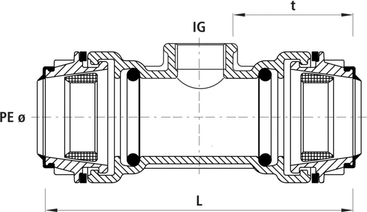 Steckfitting-T-Stück Hawle, schlaufbar