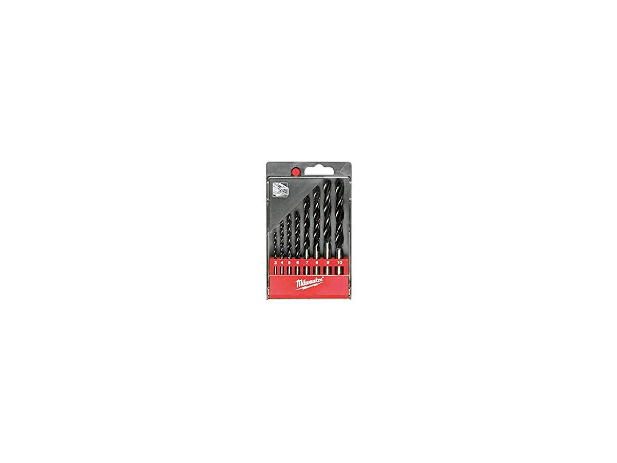 Holzspiralbohrer MILWAUKEE DIN 7487 E - Kassette 8-teilig 3/4/5/6/7/8/9/10 mm