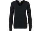 Damen-V-Pullover Prem.-Cotton S schwarz - 100% Baumwolle