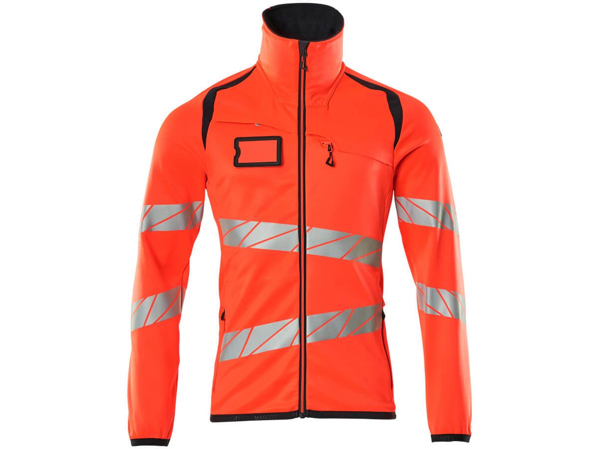 Fleecepullover mit Reissverschl. Gr. S - hi-vis rot/schwarzblau