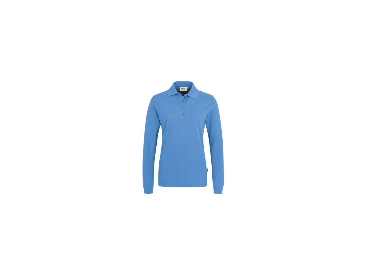 Damen-Longsl.-Polosh. Perf. M malibublau - 50% Baumwolle, 50% Polyester, 220 g/m²