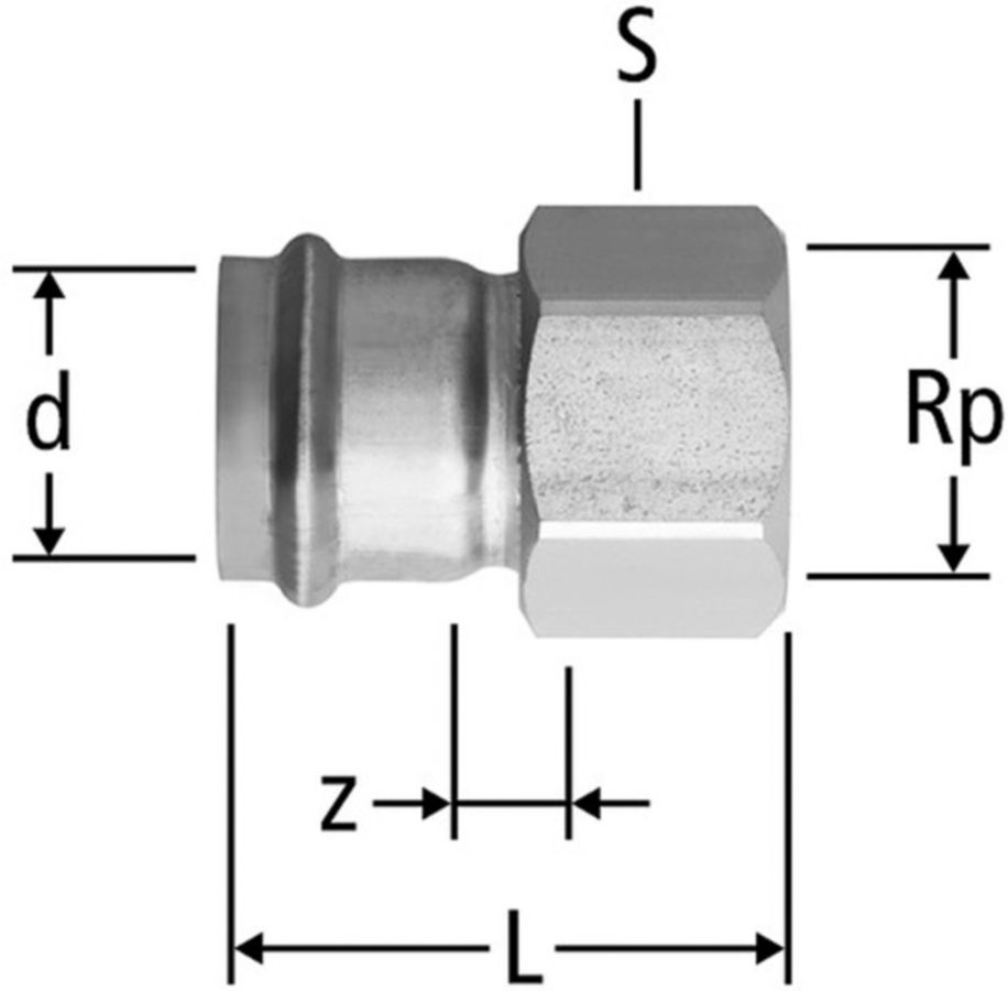 Optipress-Therm Übergang - mit Innengewinde