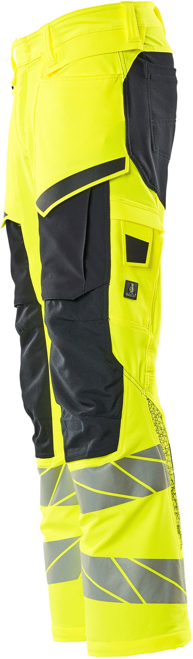 Hose mit Knietaschen, Stretch, Gr. 76C49 - hi-vis gelb/schwarzblau, 92% PES/8%EL