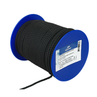 PES-Seil Normalgefl. 4mm/100m schwarz - Spule à 100m