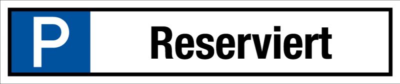 Parkplatzschild Alu "Reserviert" - weiss einbrennlackiert 460x110x2.0 mm