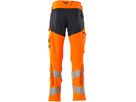 Hose mit Knietaschen, Stretch, Gr. 76C48 - hi-vis orange/schwarzblau, 92% PES/8%EL