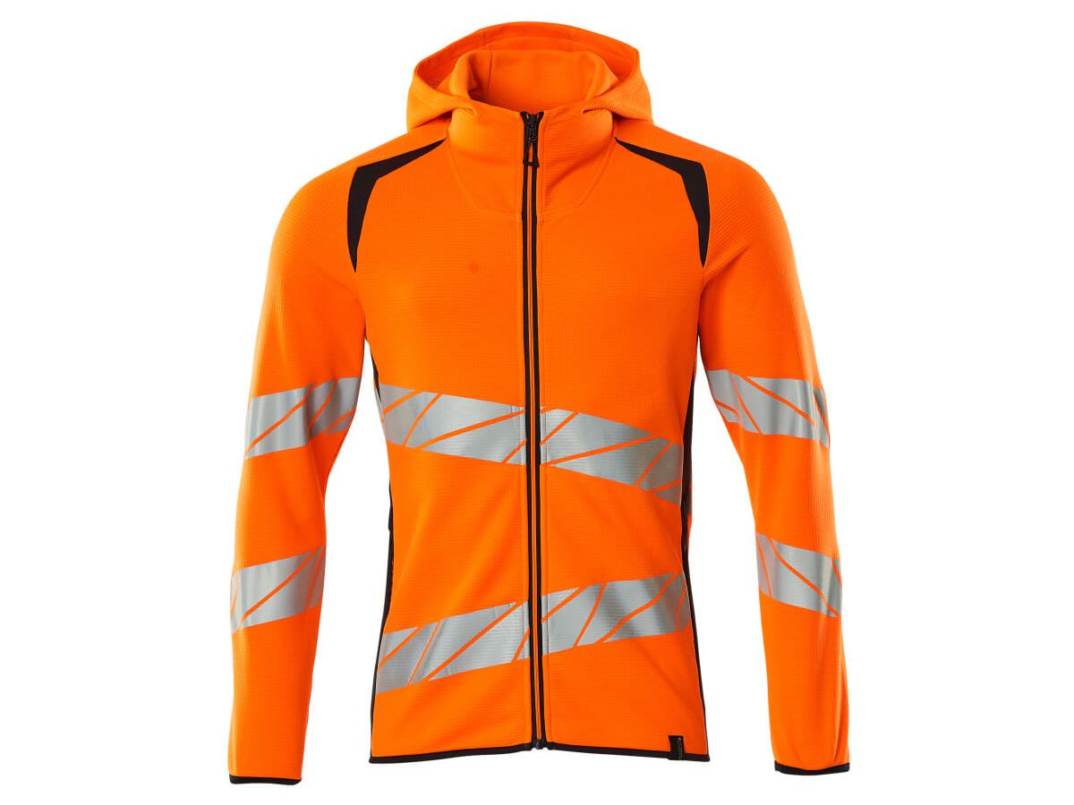 Kapuzensweatshirt, Gr. M - hi-vis orange/schwarzblau 50% PES/50% CO