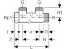 Geberit Mepla-Verteiler 2-F.  3/4"