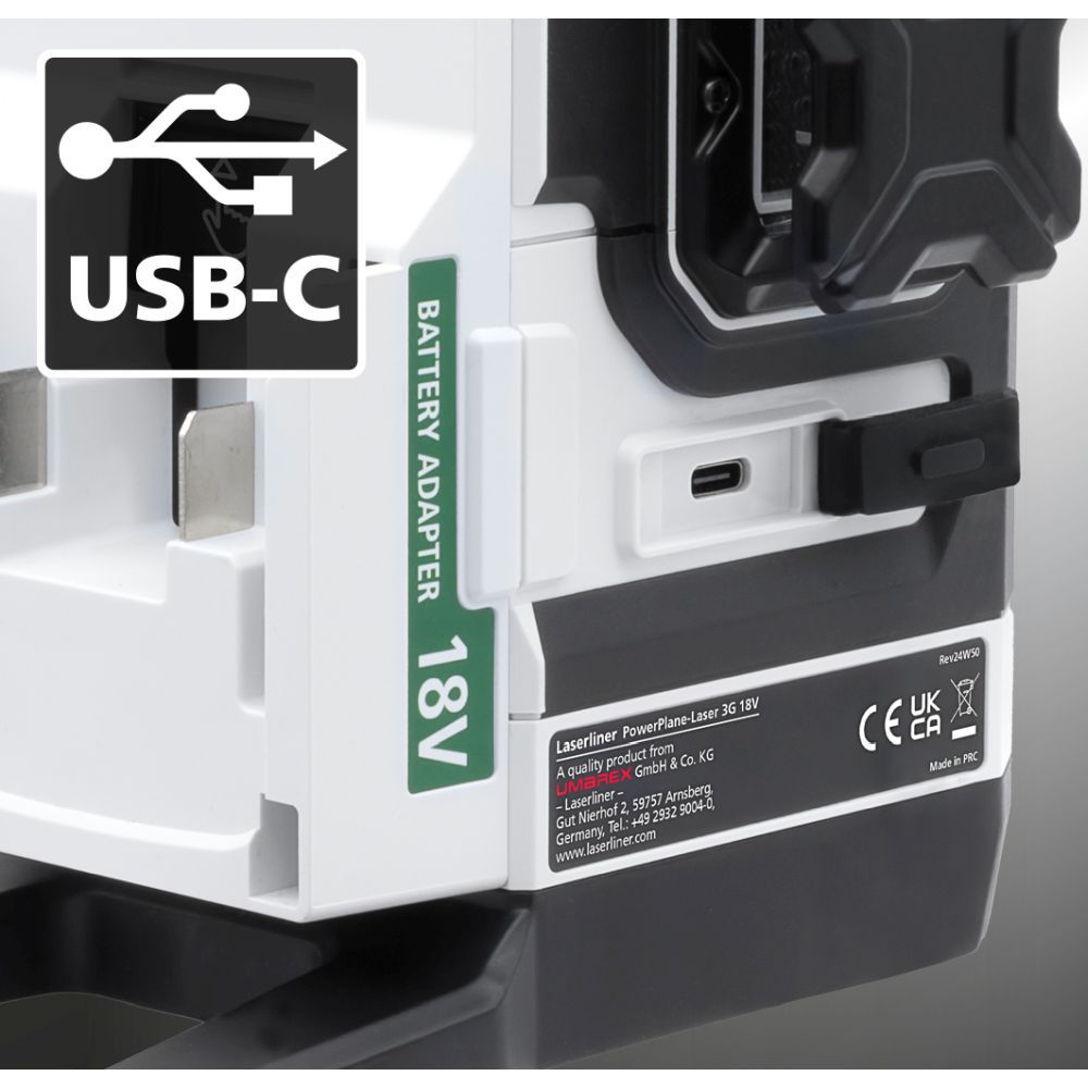 PowerPlane-Laser 18V SET, Genauig:2mm/10 - Laserliner, 3x360° grüner Laser, 30m