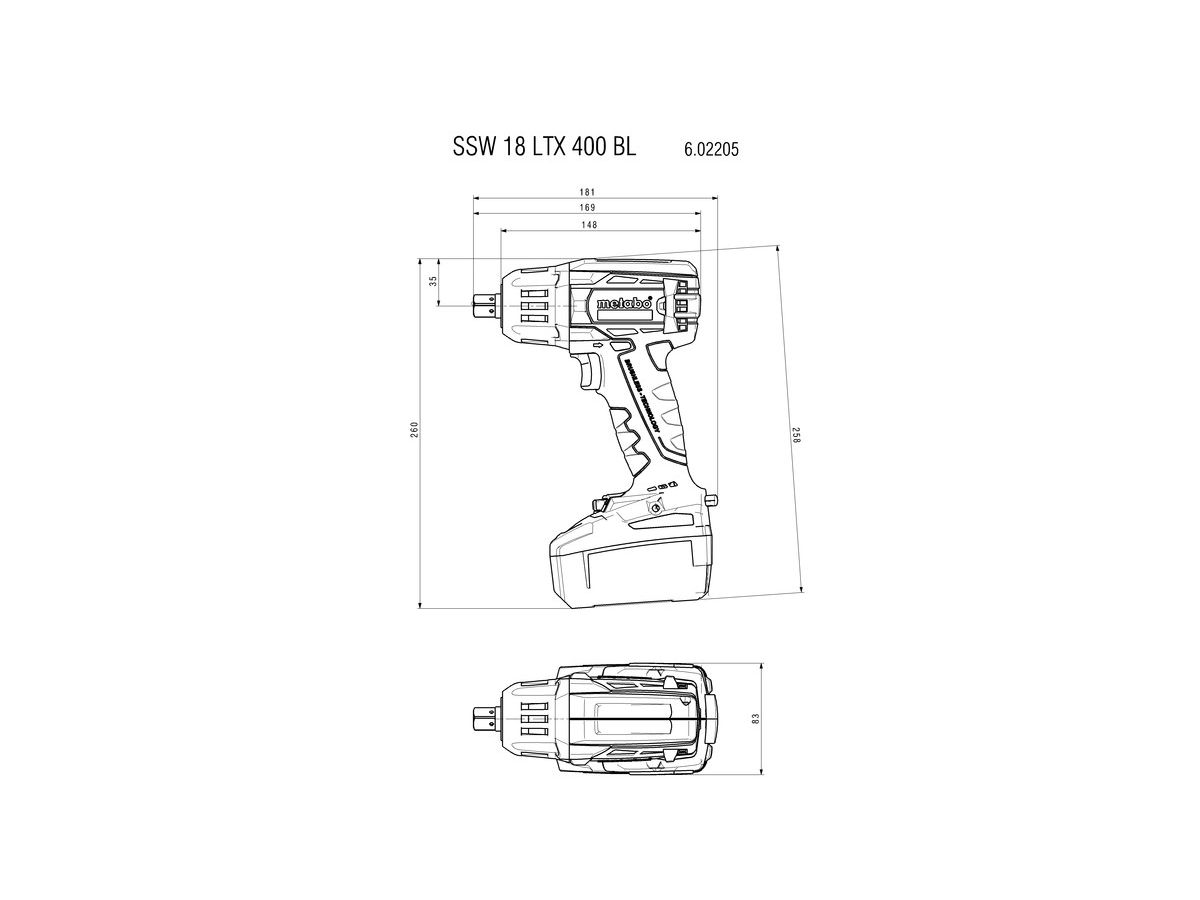 Akku-Schlagschrauber M18 SSW 18 LTX400BL - im metaBOX, ohne Akku/Ladegerät Metabo