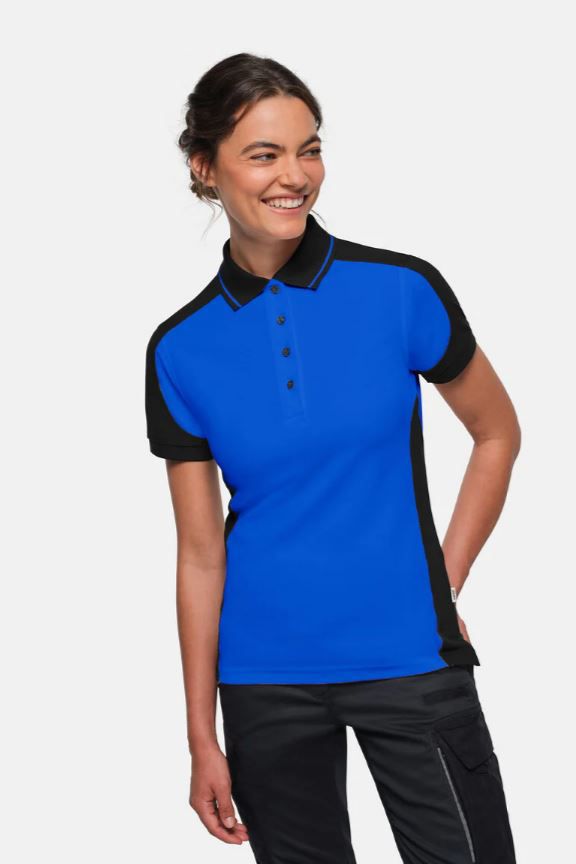 Poloshirt Mikralinar Contrast Gr. L - royalblau/schwarz, Damen
