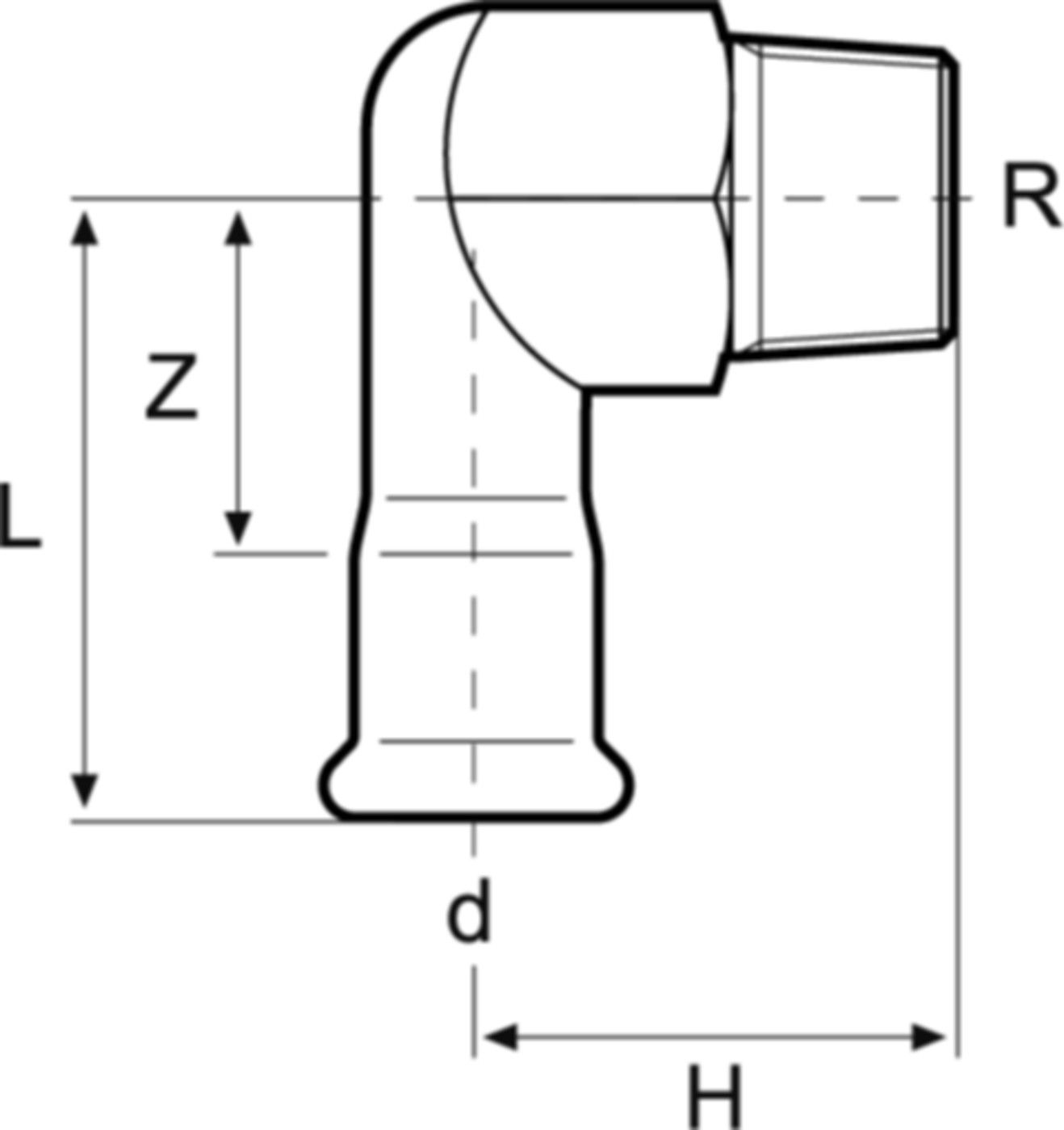 Eurotubi Übergangswinkel 90° Inox - mit AG