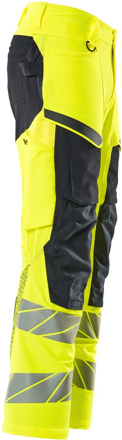 Hose mit Knietaschen, Stretch, Gr. 76C49 - hi-vis gelb/schwarzblau, 92% PES/8%EL