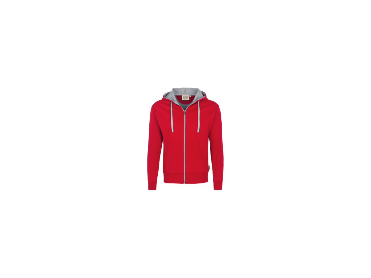 Kapuzenjacke Bonded Gr. L, rot/silber - 55% Polyester, 45% Baumwolle