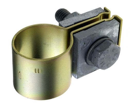 Rohr-Kontaktbride Cu-verzinkt 2" - Draht 6-9mm, Schraube M10x45mm