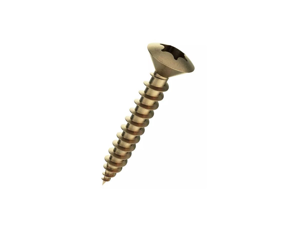 Linsensenk-Spanplattenschrauben Torx - Vermessingt, ohne Schaft