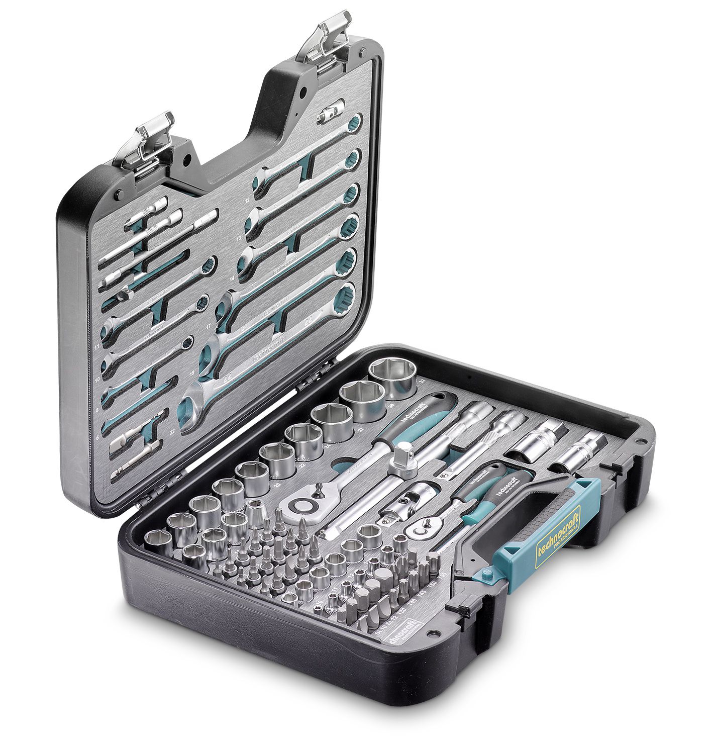 Steckschlüsselsatz,1/4 + 1/2", 86-tlg. - Kunststoff-Koffer,"technocraft Prof.