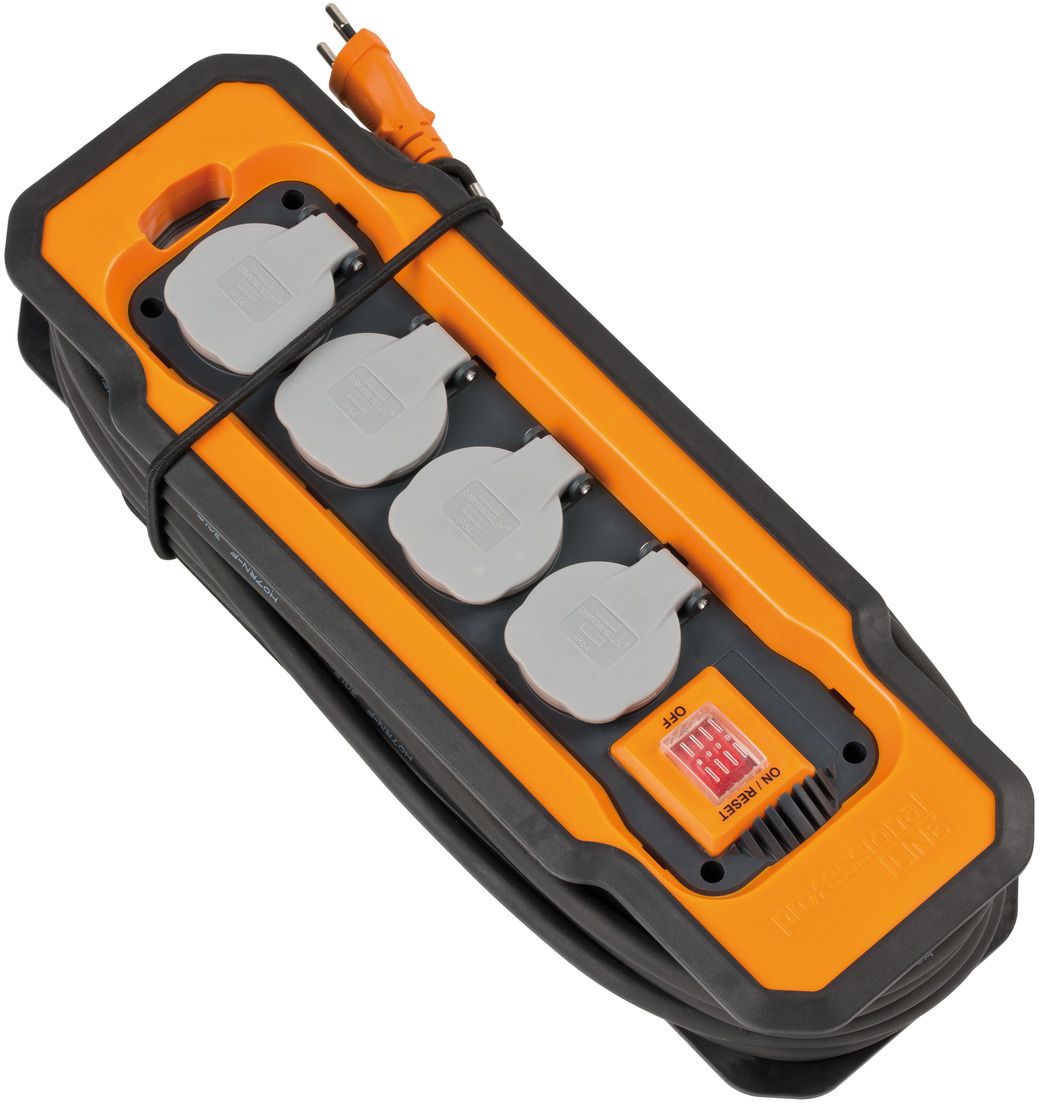 Steckdosenleiste mit Schalter 4-fach - orange IP54, 8m H07RN-F 3G1.5