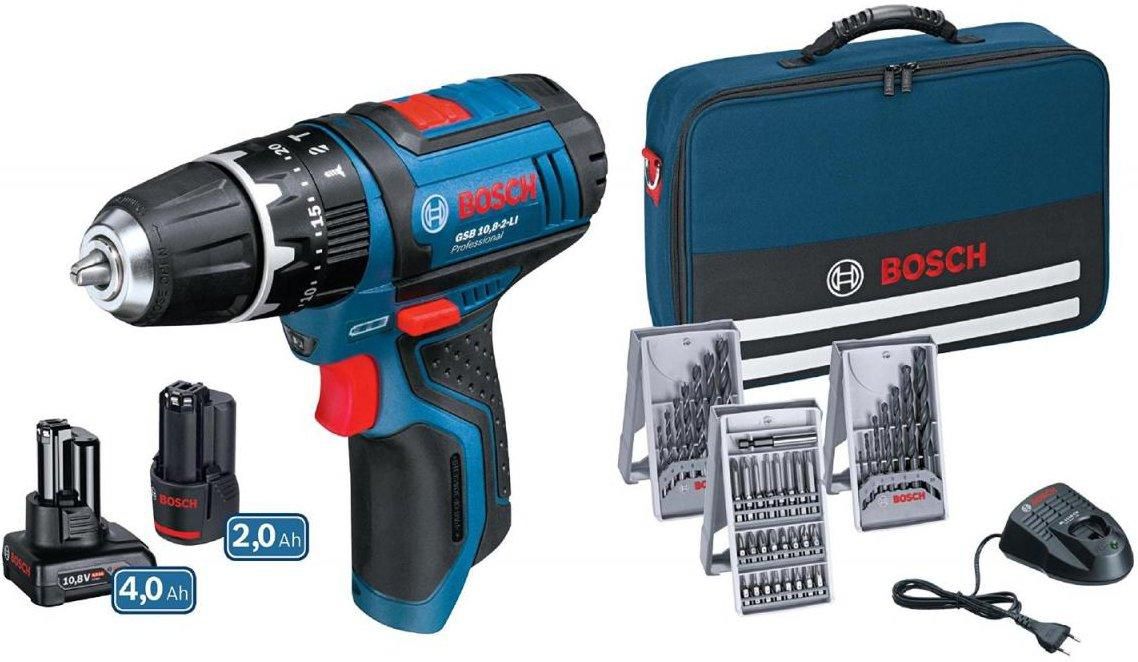 Akku-Bohrschrauber Bosch GSR 12V-15 - Zubehör + Tasche, 1x2.0/1x4.0 Ah.