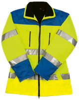 Warnschutzjacke Gr. L - leuchtgelb/blau mit Reflexstreifen