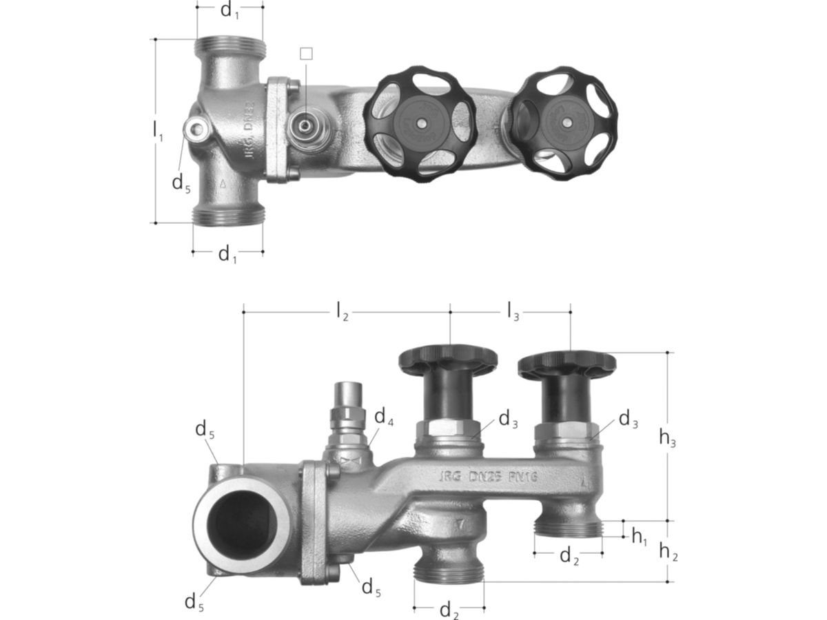 Verschneidearmatur JRG mit Anschlussstk. - PN 16