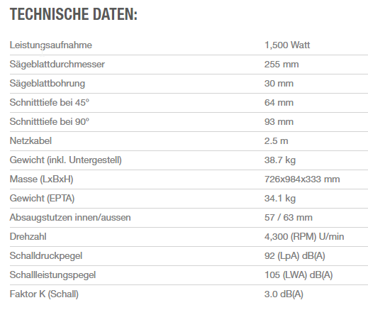 Tischkreissäge MAKITA 255/30 mm  1500W - Anschl. für Staubs.