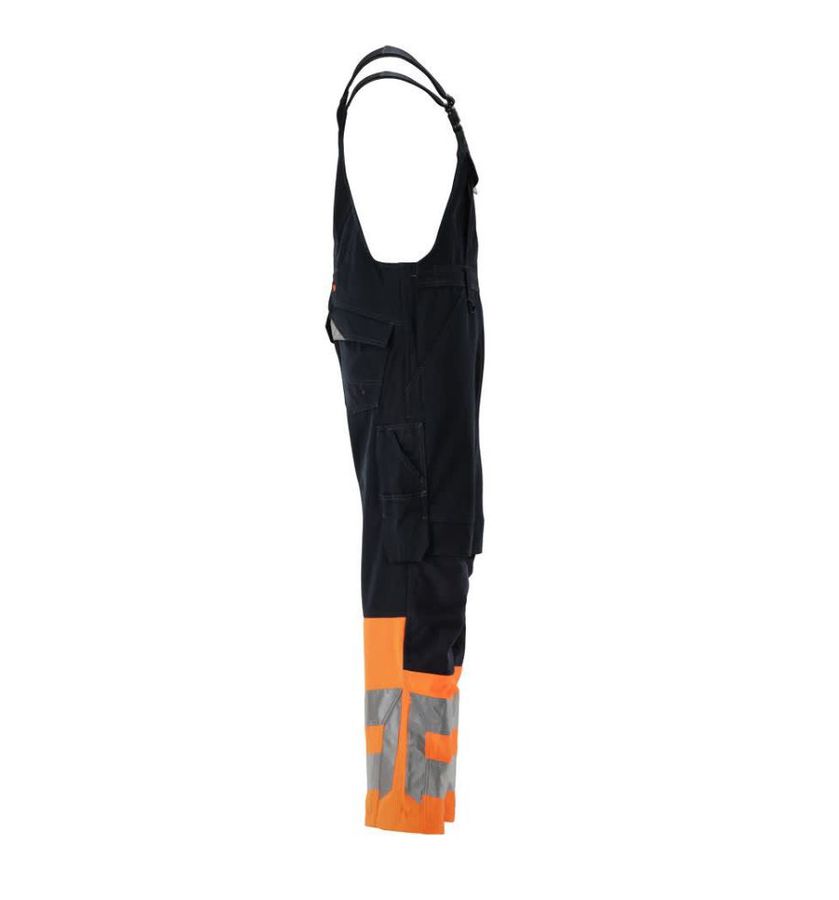 Sunderland Latzhose mit Knietaschen - Gr. 82C60, schwarzblau/hi-vis orange