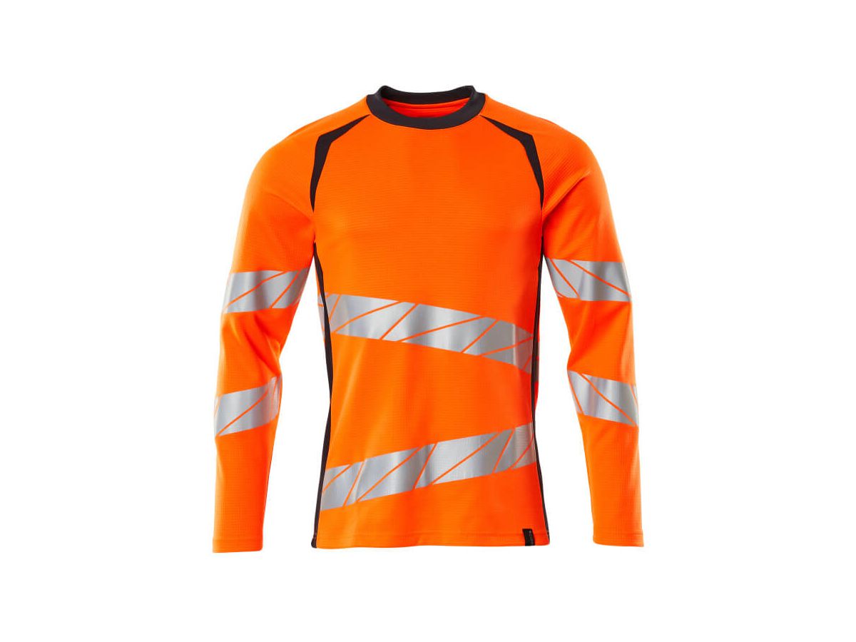T-Shirt Langarm modern fit Gr. 3XL ONE - hi-vis orange/schwarzblau