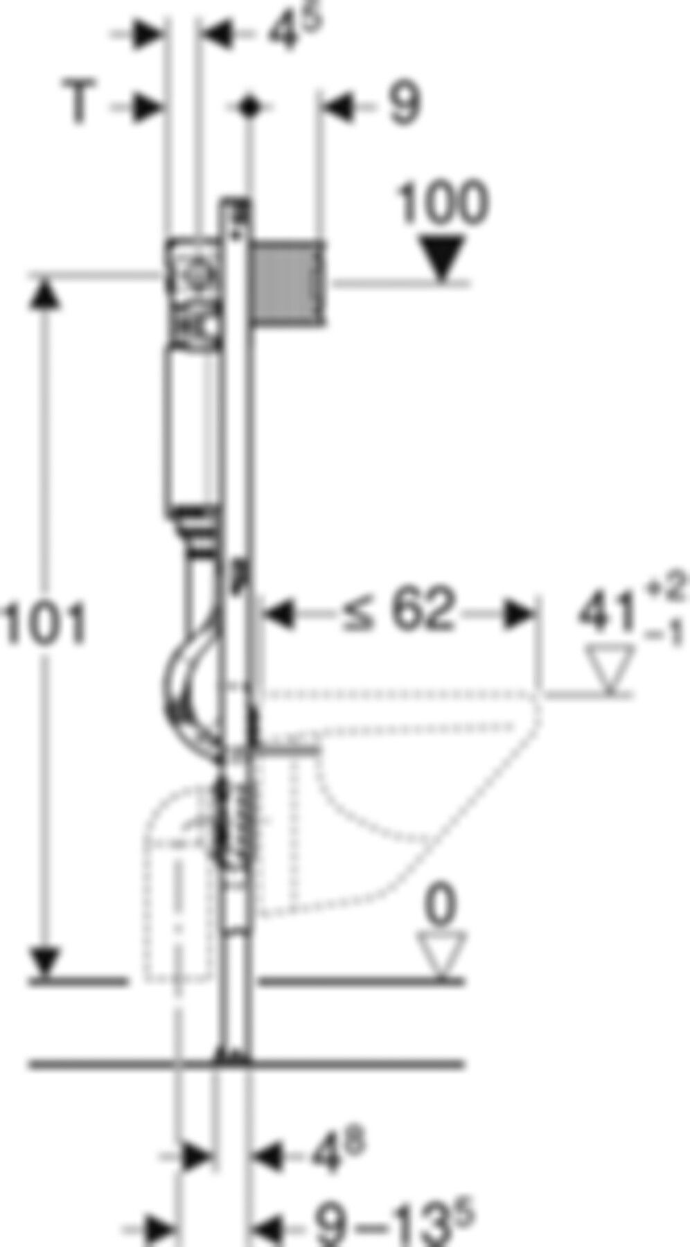 Geberit Duofix-Wand-WC-Element Omega - Typ 112, Betätigung von vorne