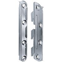 Bettladenbeschlag für Raster 32 mm verz. - 130x15x10 mm mit 3 Hacken, Garnitur