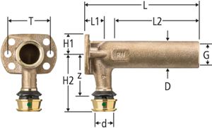 Optiflex-Flowpress-Anschlusswinkel - mit Wandflansch, lang