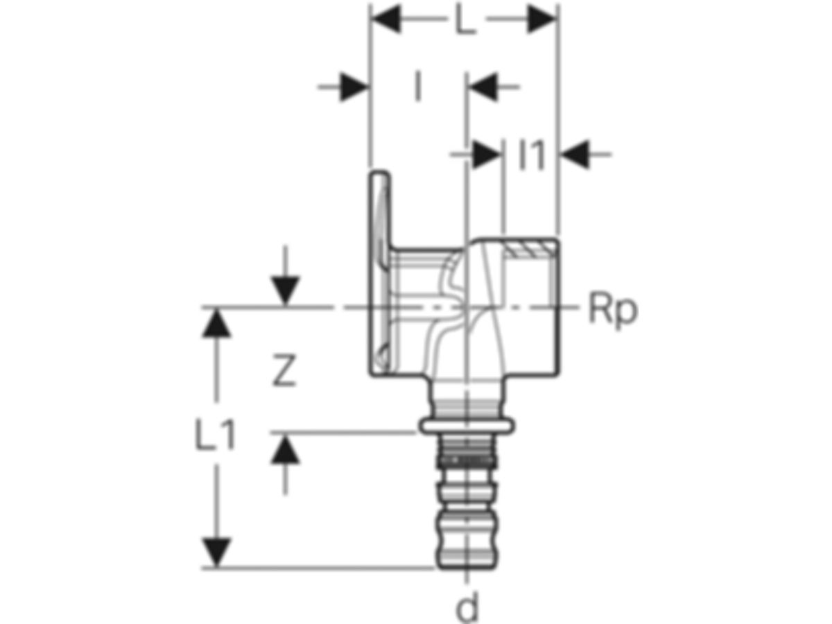 Geberit Mepla-Anschl.Winkel 16-1/2" - aufputz