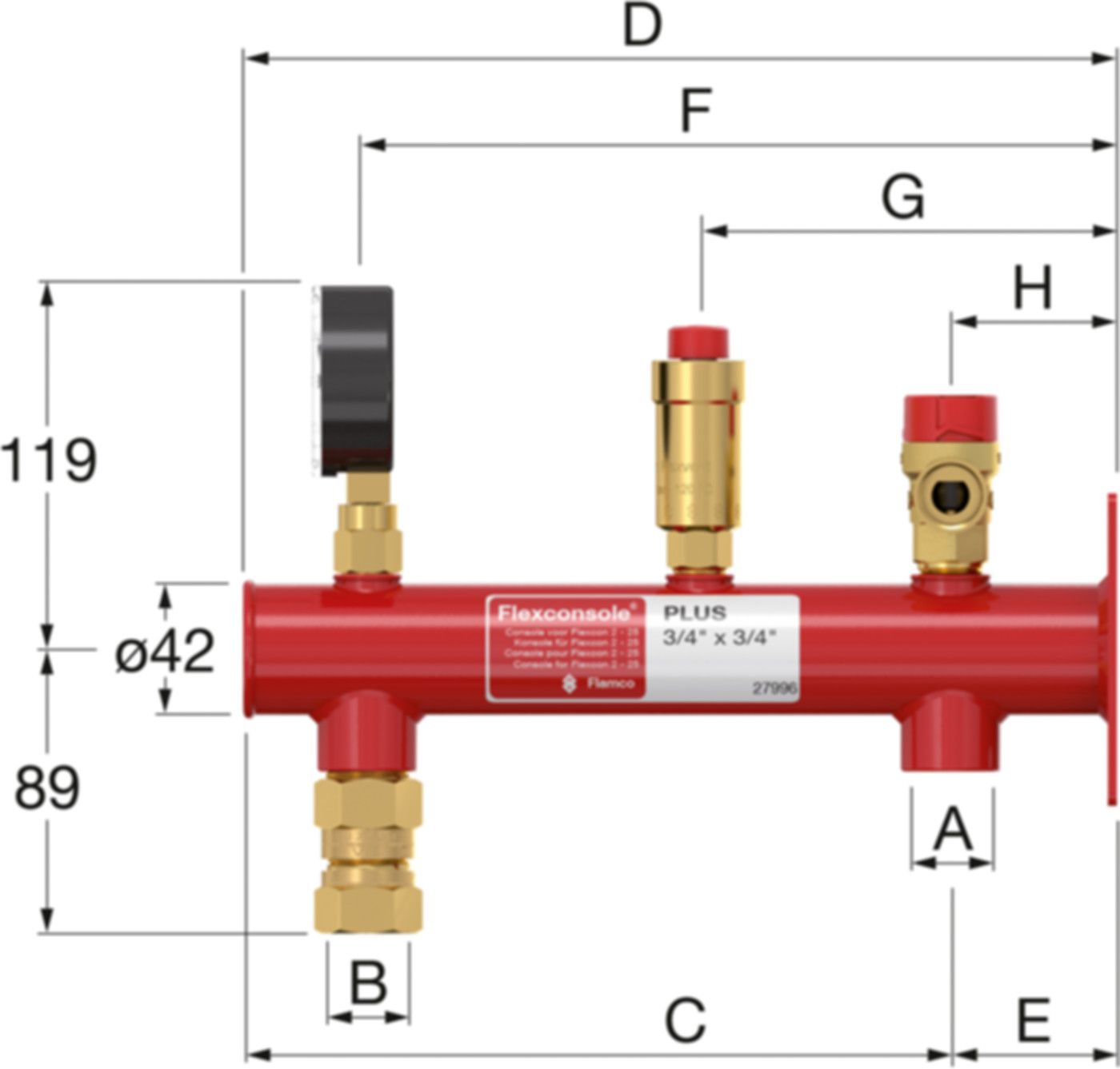 Wandbefestigung FLAMCO Flexconsole Plus - MAG 8-25L Gefäss IG 3/4", System IG 3/4"
